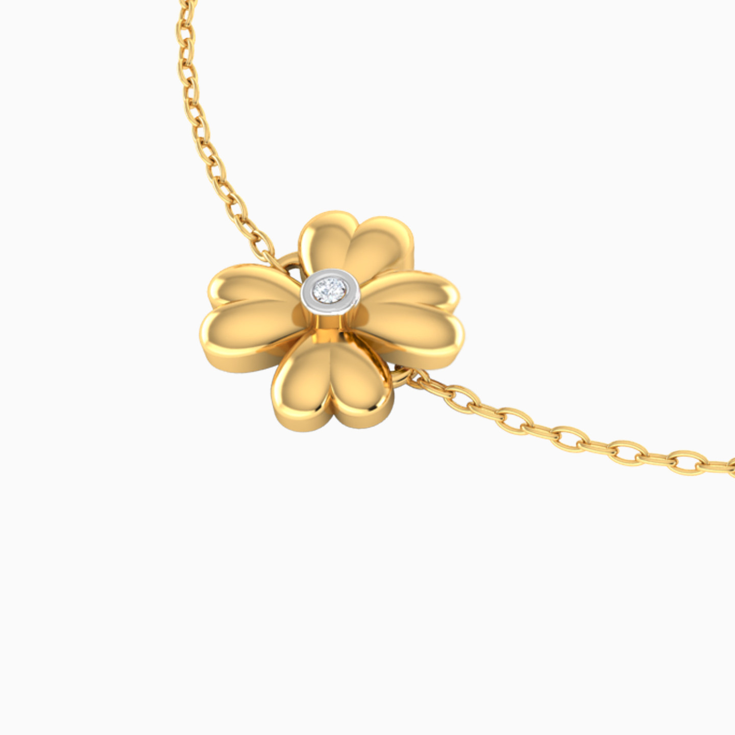 أسورة ذهب زهرة عيار 18 قيراط مزينة بالألماس - 3