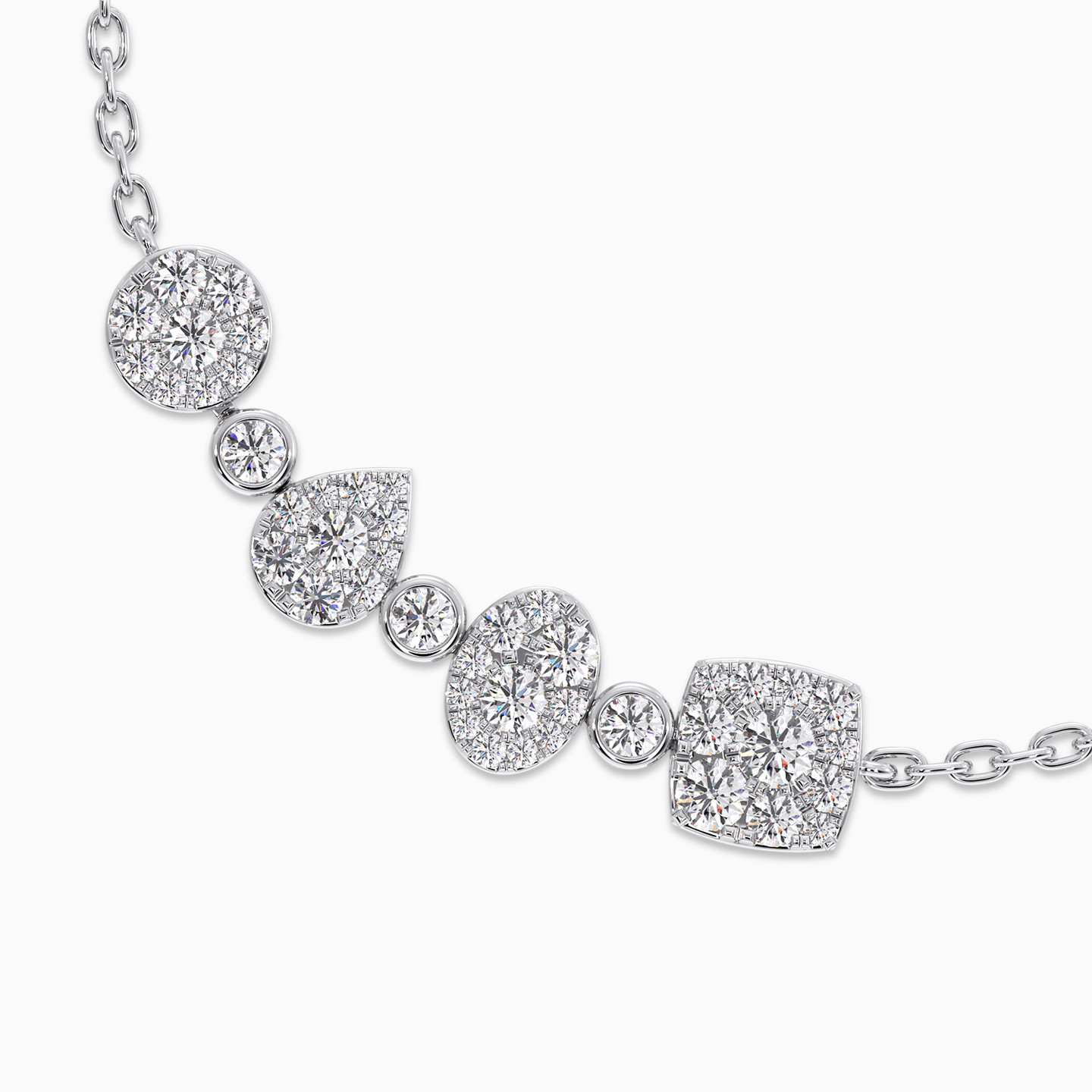 Geometric Diamond Chain Bracelet in 18K Gold - 4 Geometric Diamond Chain Bracelet in 18K Gold - 4