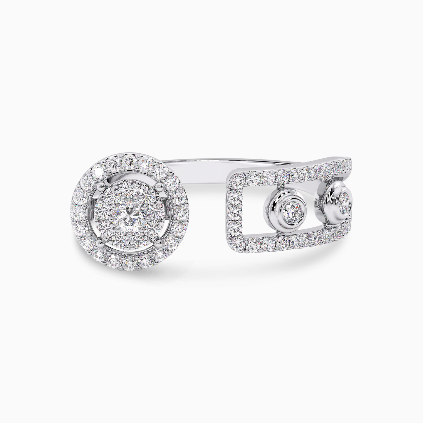 Circle Diamond Two Headed Ring in 18K Gold - 2 Circle Diamond Two Headed Ring in 18K Gold - 2