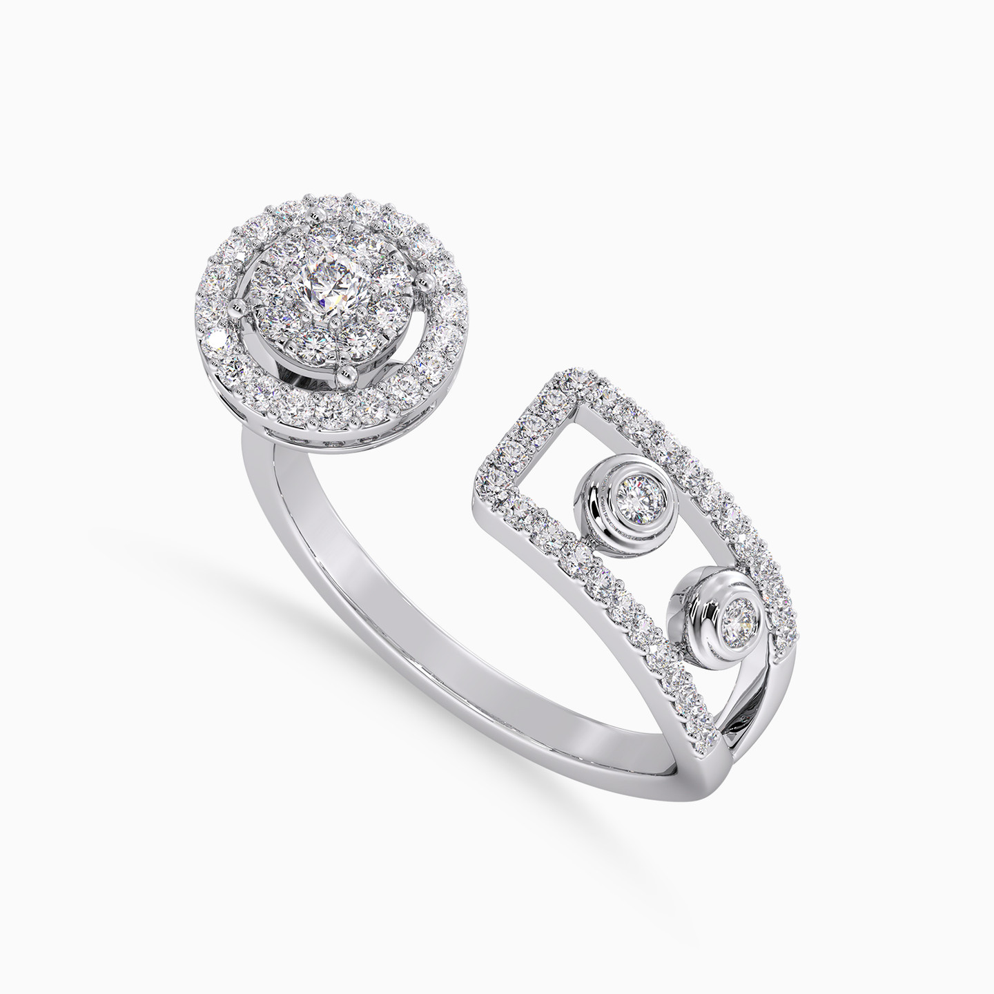 Circle Diamond Two Headed Ring in 18K Gold - 3 Circle Diamond Two Headed Ring in 18K Gold - 3
