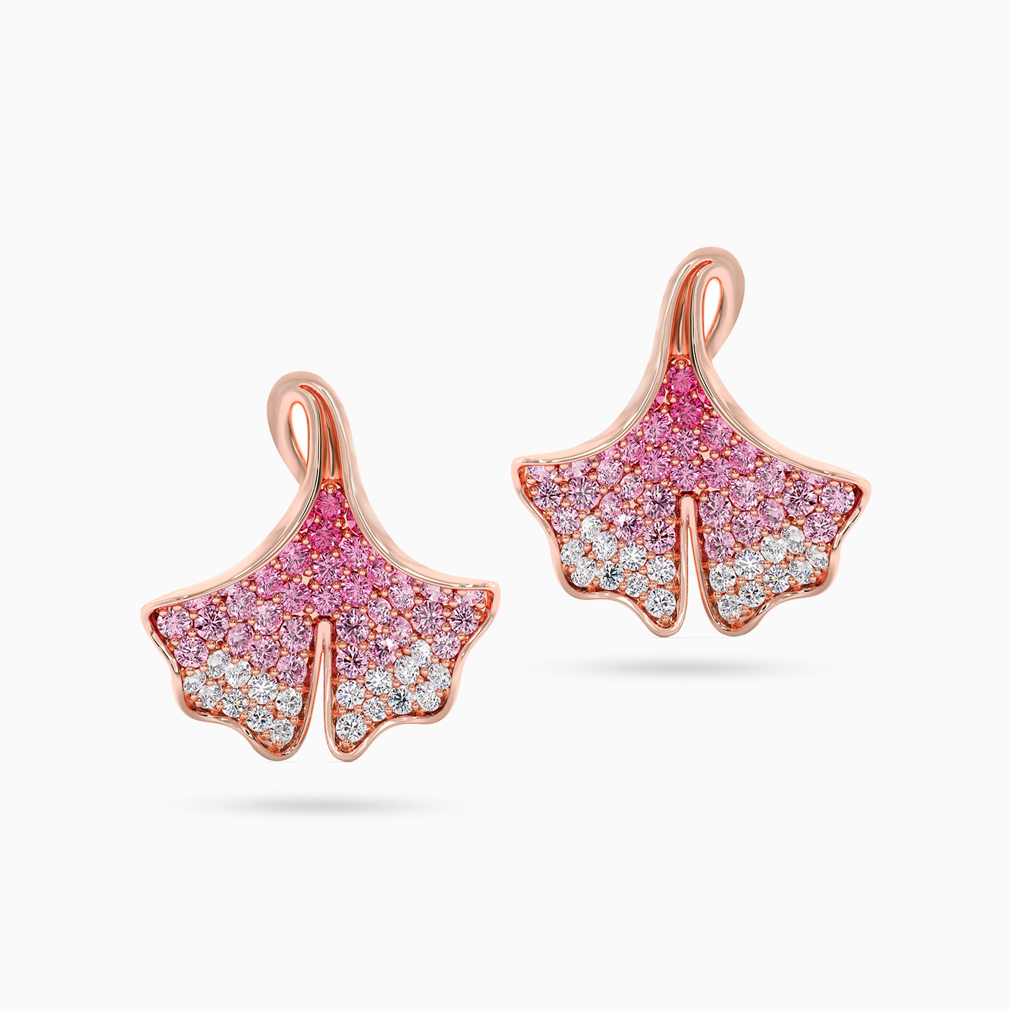 Mermaid Tail Pink Stone & Diamond Earrings in 18K Gold - 2 Mermaid Tail Pink Stone & Diamond Earrings in 18K Gold - 2