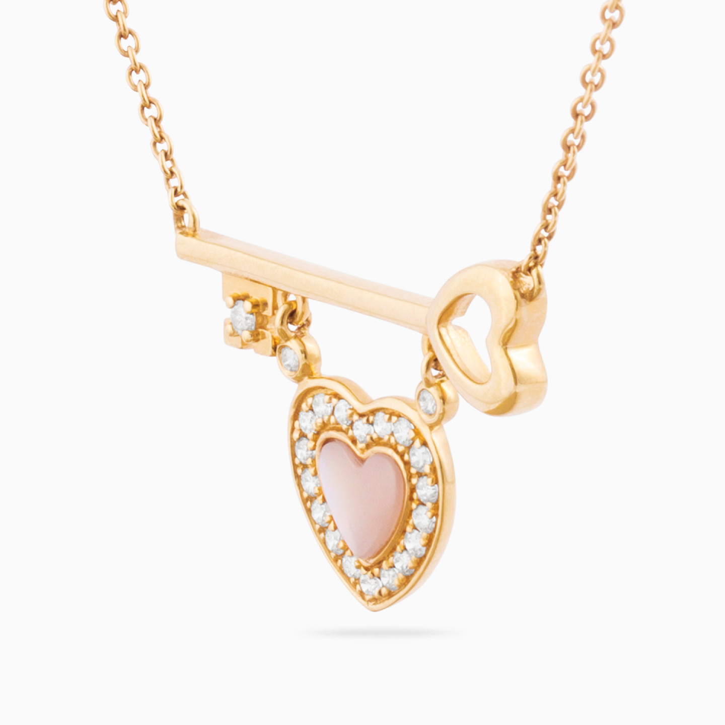 Heart Diamond & Pearl Pendant Necklace in 18K Gold - 2