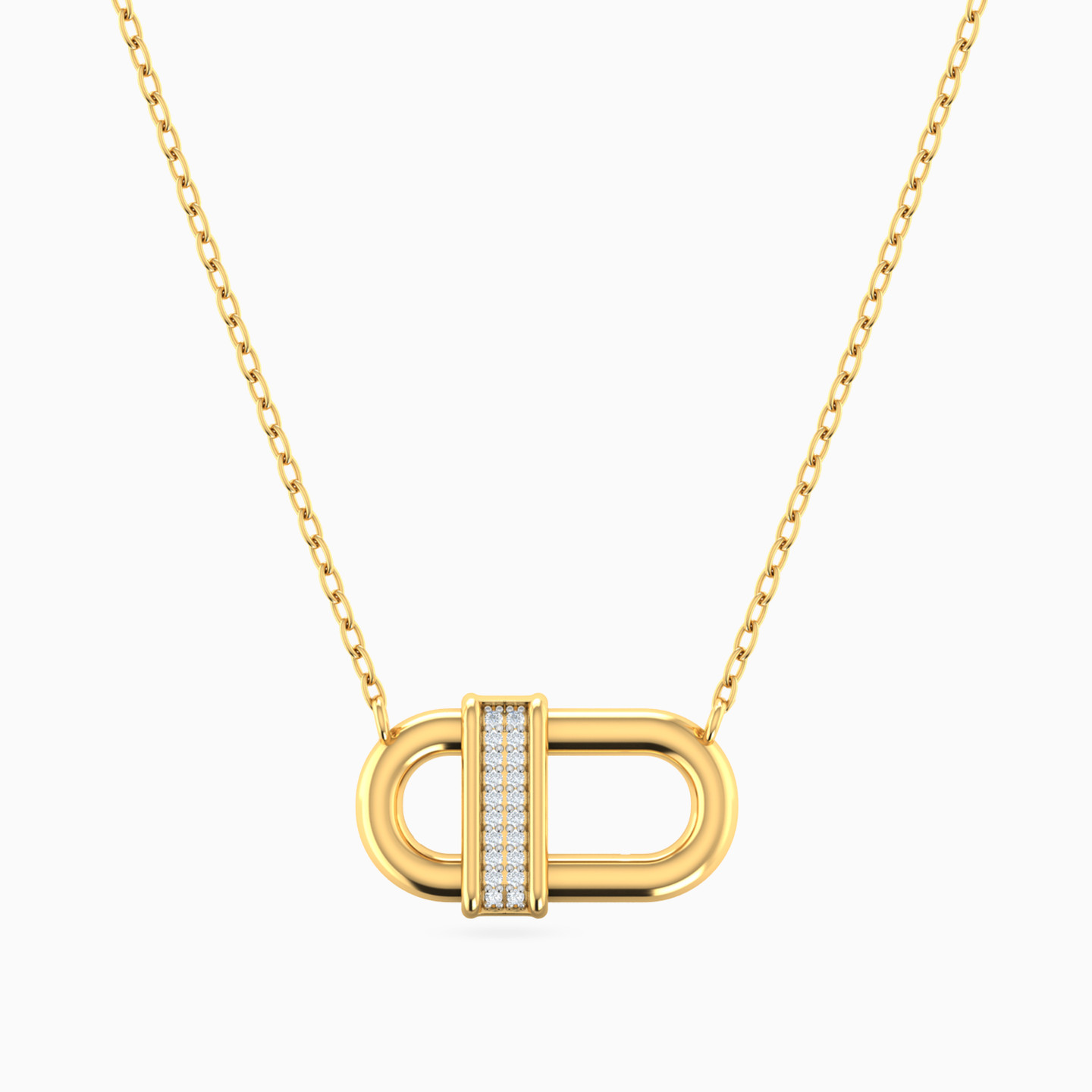 Oval Diamond Necklace In 18K Gold - 2 Oval Diamond Necklace In 18K Gold - 2