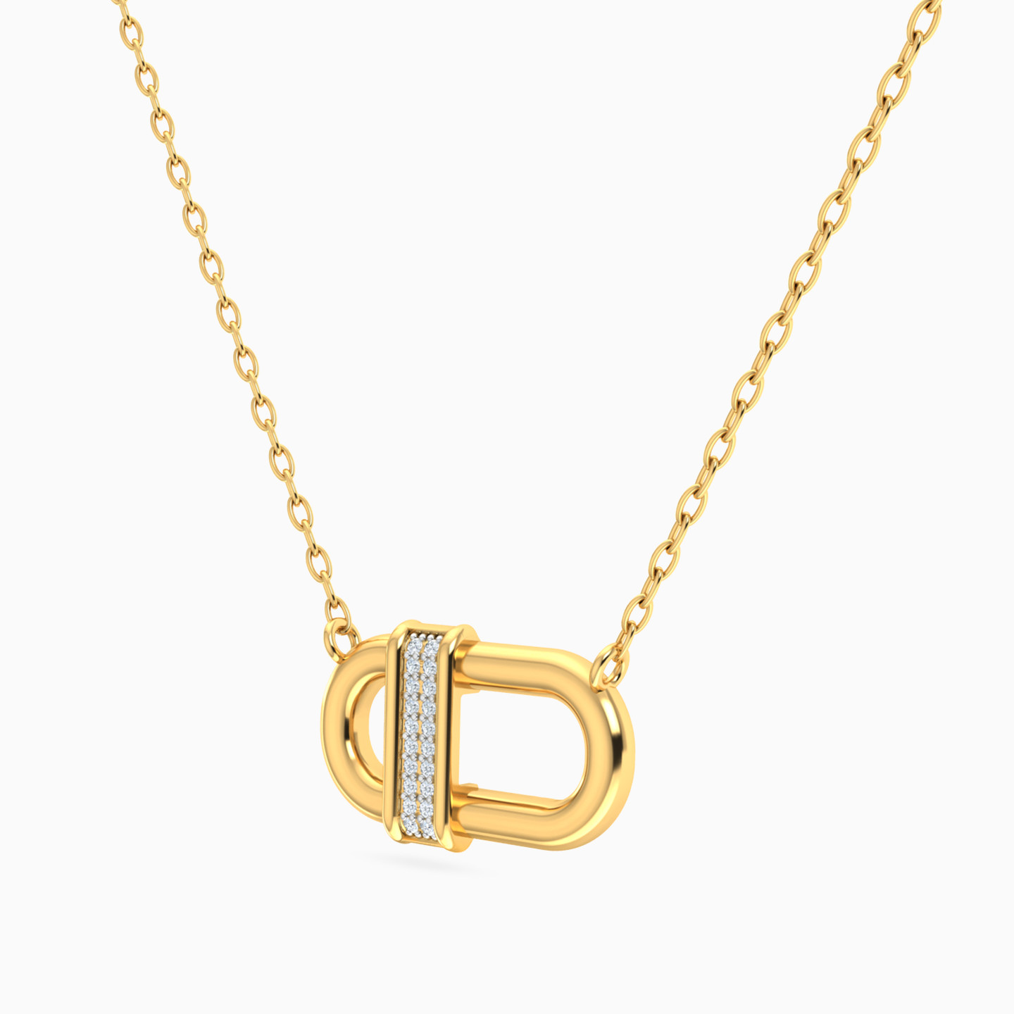 Oval Diamond Necklace In 18K Gold - 3 Oval Diamond Necklace In 18K Gold - 3