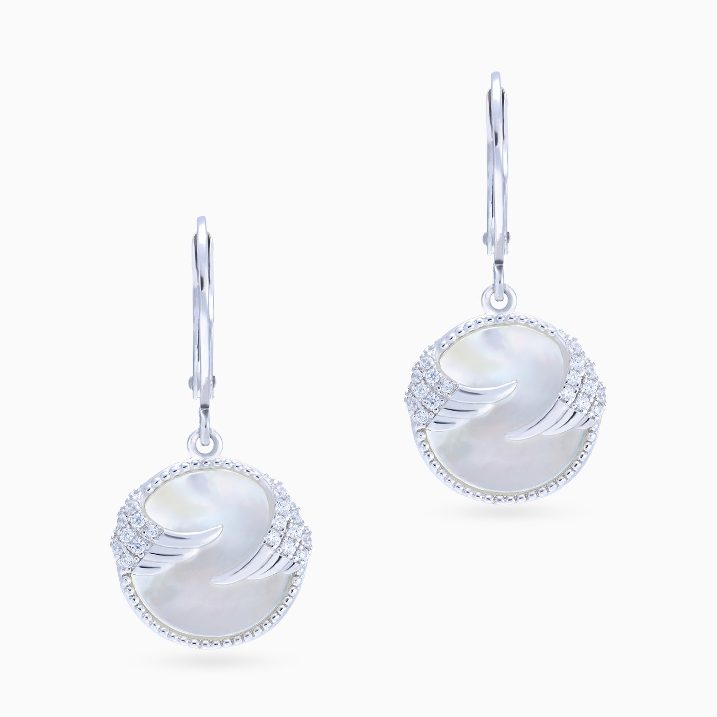 Wings Clear Stone Sterling Silver Drop Earrings - 3 Wings Clear Stone Sterling Silver Drop Earrings - 3