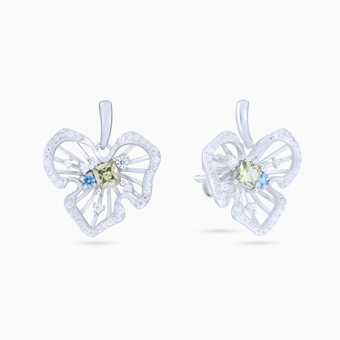 Leaf Colored Stones Sterling Silver Stud Earrings Leaf Colored Stones Sterling Silver Stud Earrings