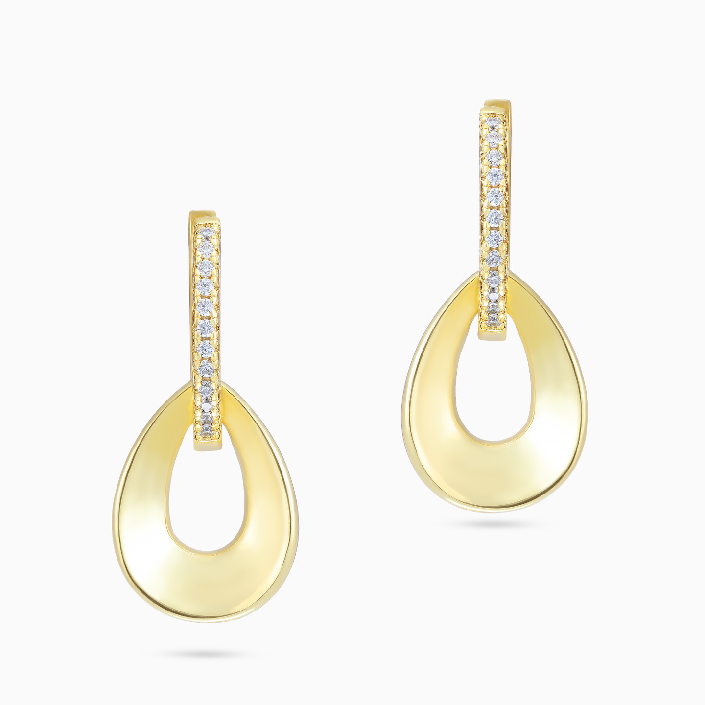Pear Clear Stone Gold Plated Hoop Earrings - 3 Pear Clear Stone Gold Plated Hoop Earrings - 3