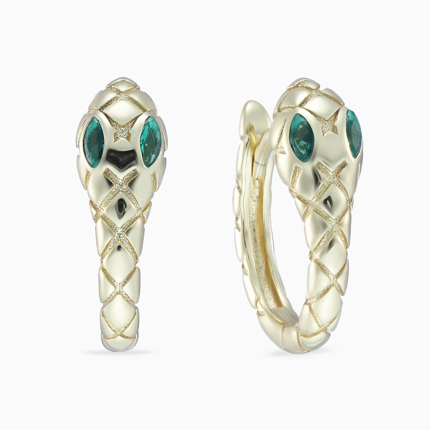 Snake Green Stone Gold Plated Hoop Earrings Snake Green Stone Gold Plated Hoop Earrings