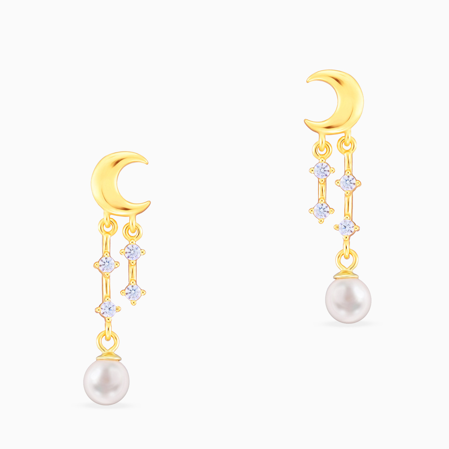 Crescent Pearl Gold Plated Drop Earrings - 3 Crescent Pearl Gold Plated Drop Earrings - 3