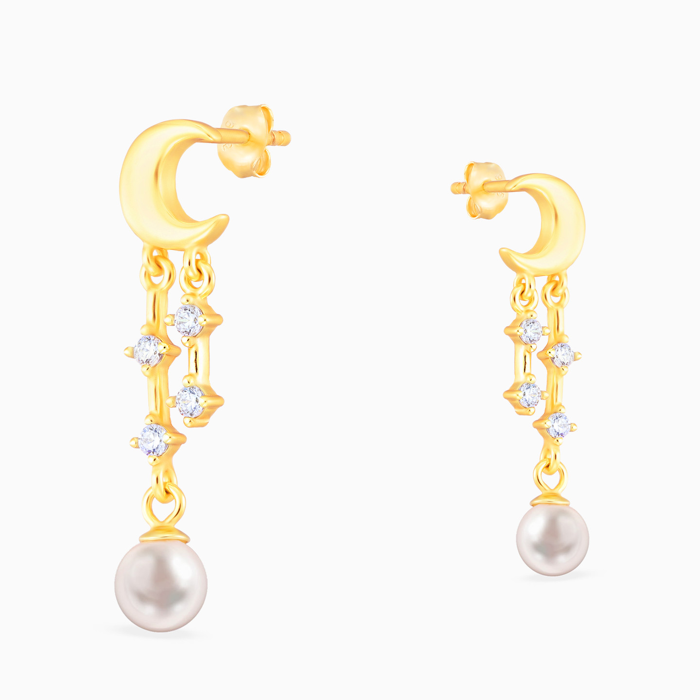 Crescent Pearl Gold Plated Drop Earrings - 4 Crescent Pearl Gold Plated Drop Earrings - 4