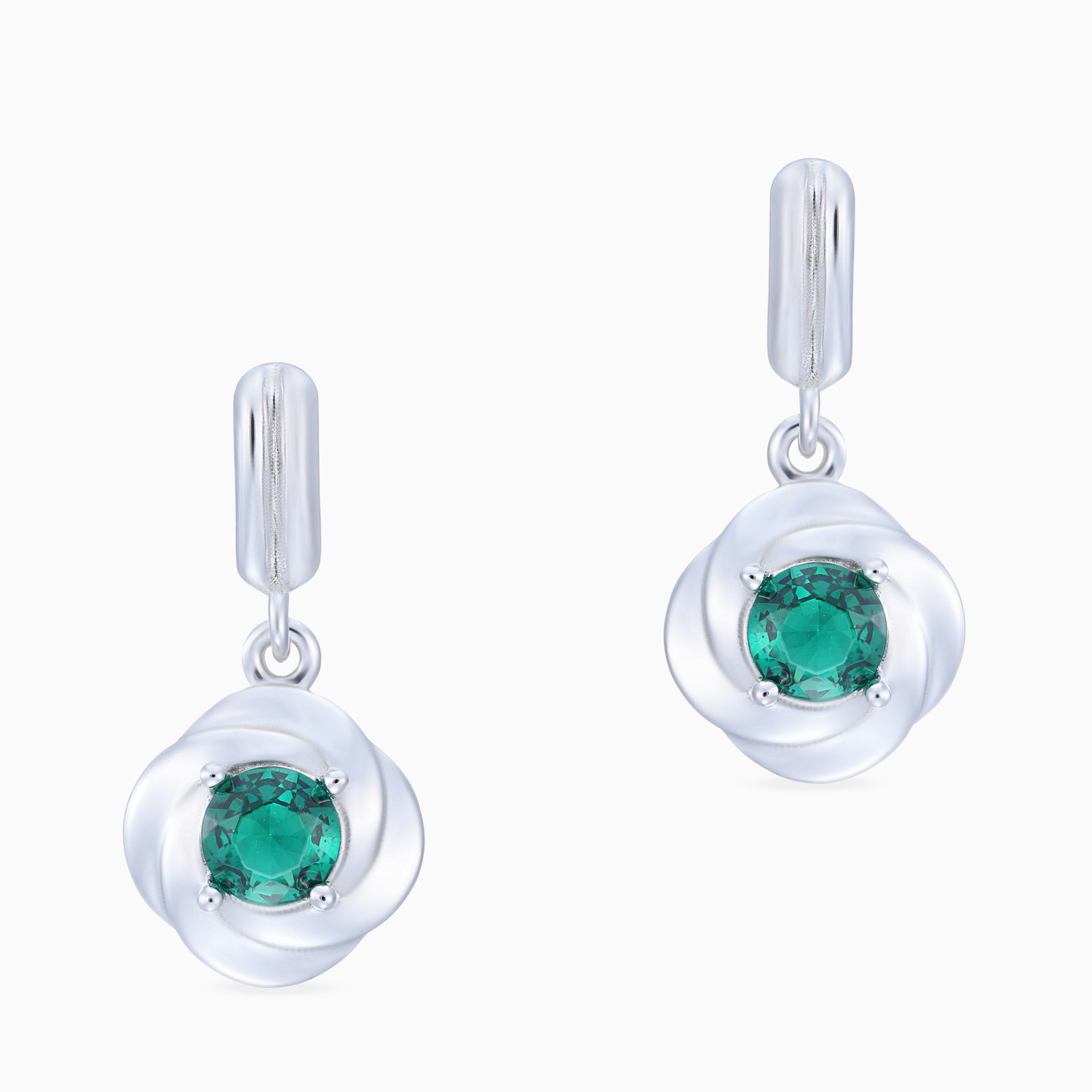 Twisted Green Stone Sterling Silver Drop Earrings - 3 Twisted Green Stone Sterling Silver Drop Earrings - 3