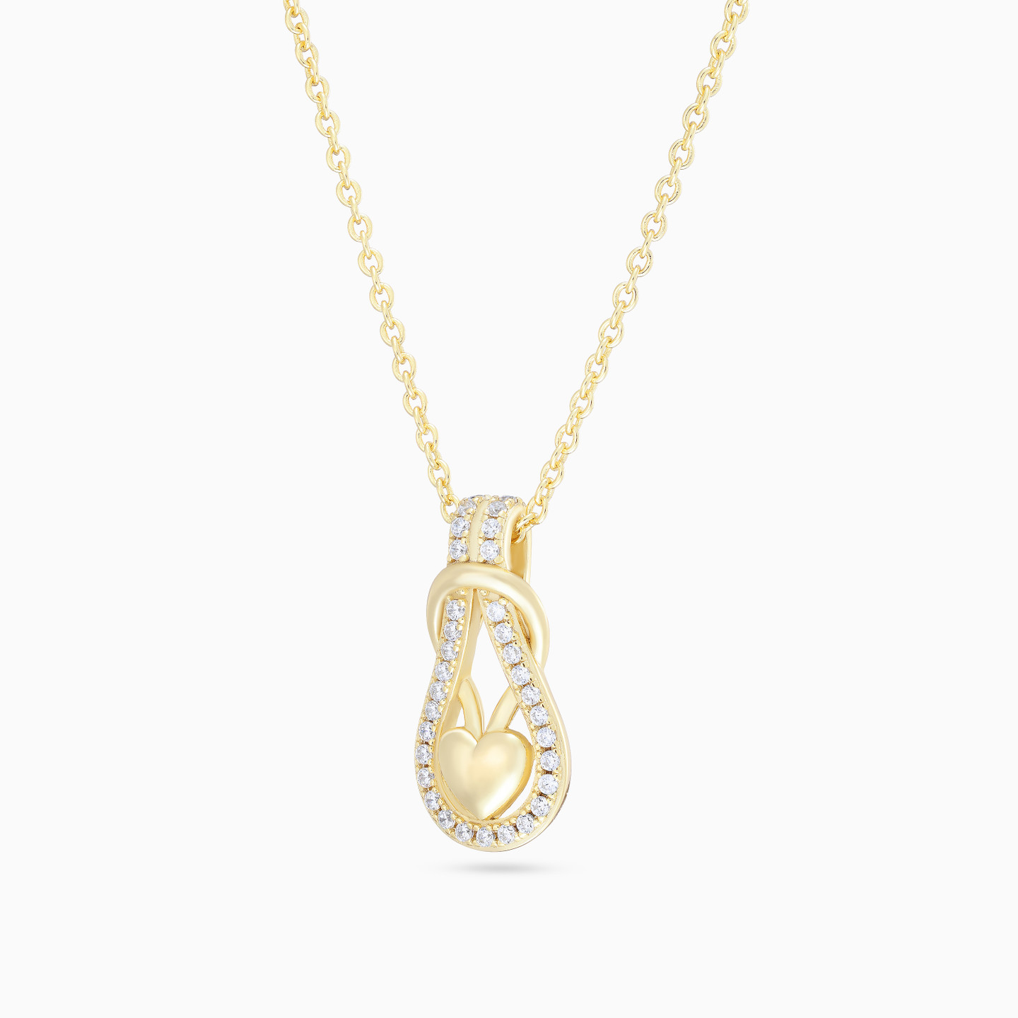 Heart Clear Stone Necklace in Yellow Gold Plating - 2 Heart Clear Stone Necklace in Yellow Gold Plating - 2
