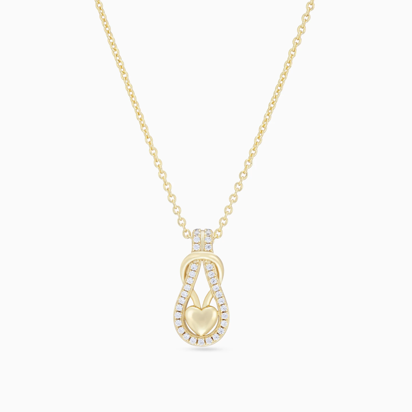 Heart Clear Stone Necklace in Yellow Gold Plating - 3 Heart Clear Stone Necklace in Yellow Gold Plating - 3