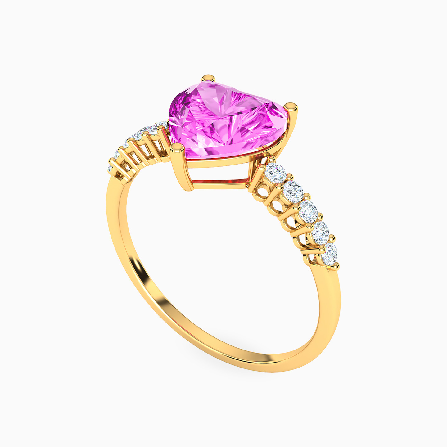 Heart Rose Stone Statement Ring in 18K Gold - 2 Heart Rose Stone Statement Ring in 18K Gold - 2