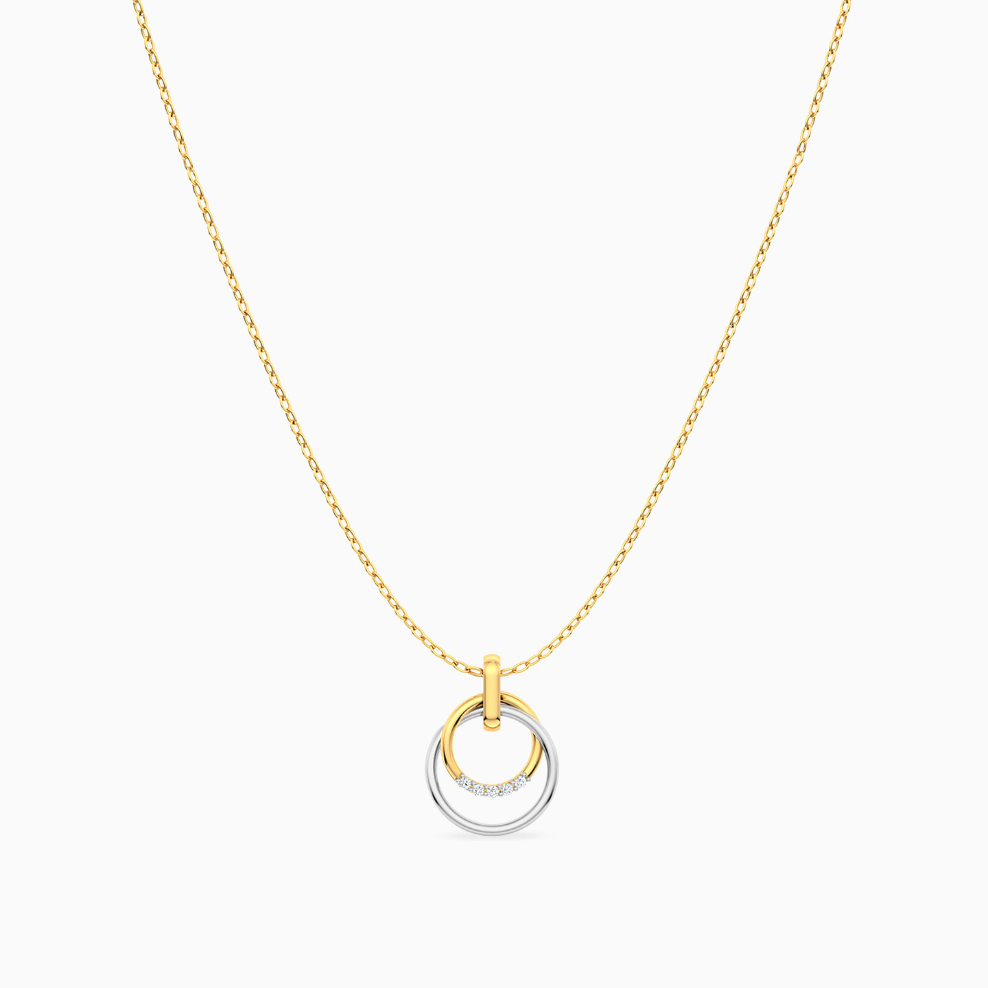 Circle Diamond Necklace In 18K Gold - 3 Circle Diamond Necklace In 18K Gold - 3