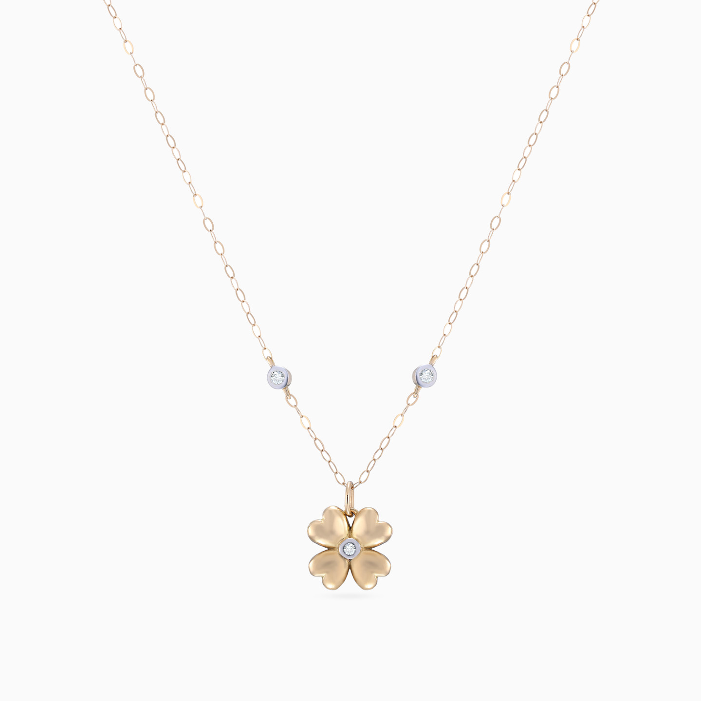 Flower Diamonds Necklace In 18K Gold - 3 Flower Diamonds Necklace In 18K Gold - 3
