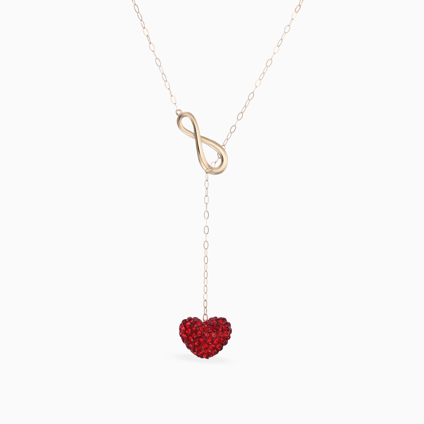 Heart Shaped Red Stone Necklace in 18K Gold - 2 Heart Shaped Red Stone Necklace in 18K Gold - 2