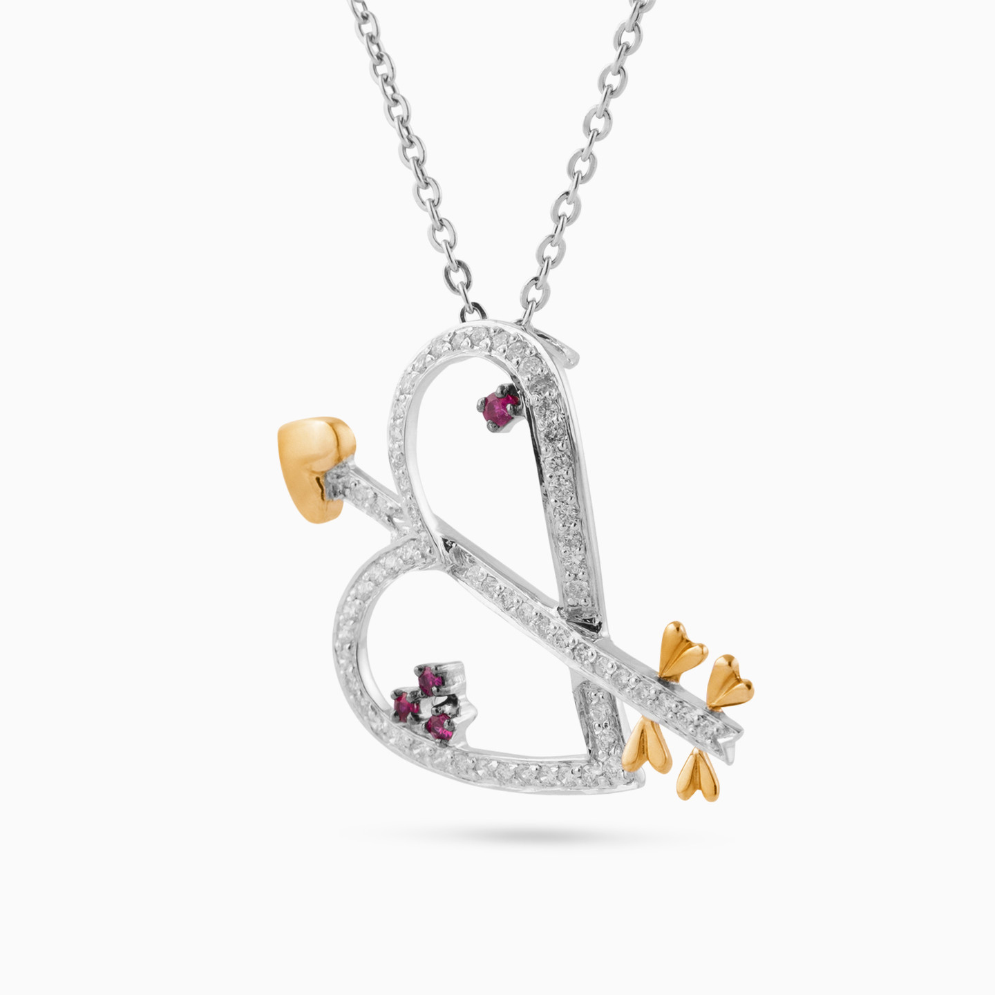 Heart & Arrow Diamond & Colored Stones Pendant Necklace in 18K Gold - 2