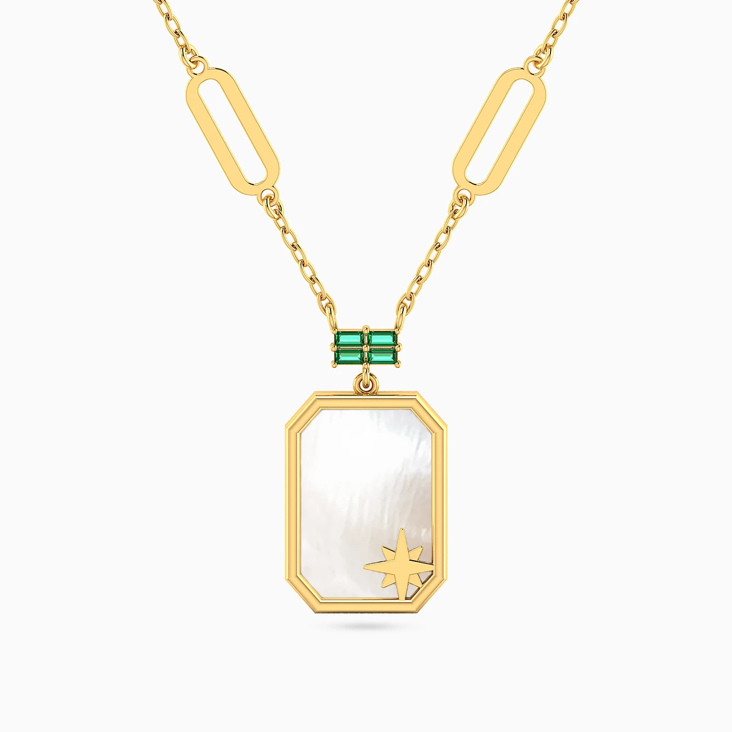 Square Colored Stone Necklace In 18K Gold Square Colored Stone Necklace In 18K Gold