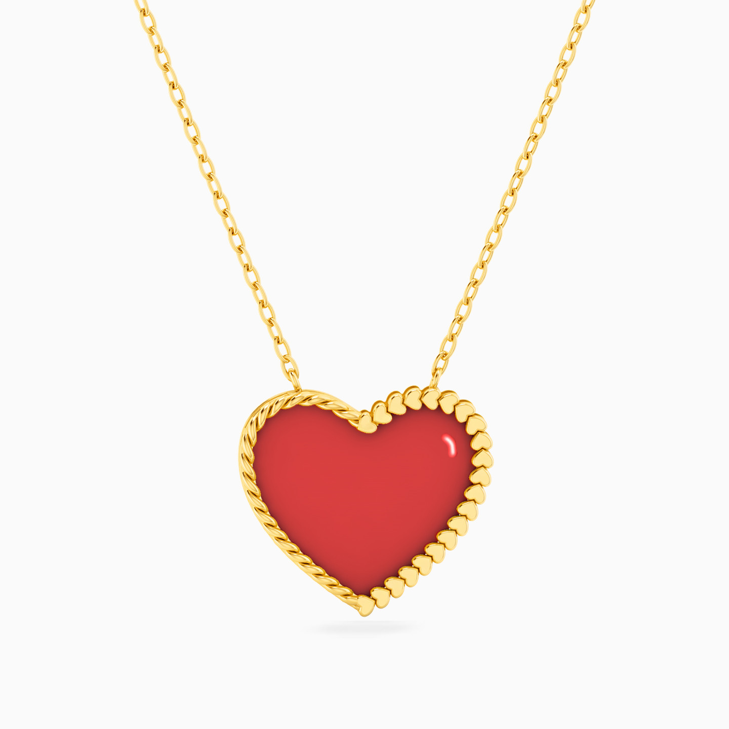 Heart Shaped Colored Stones Pendant with 18K Gold Chain