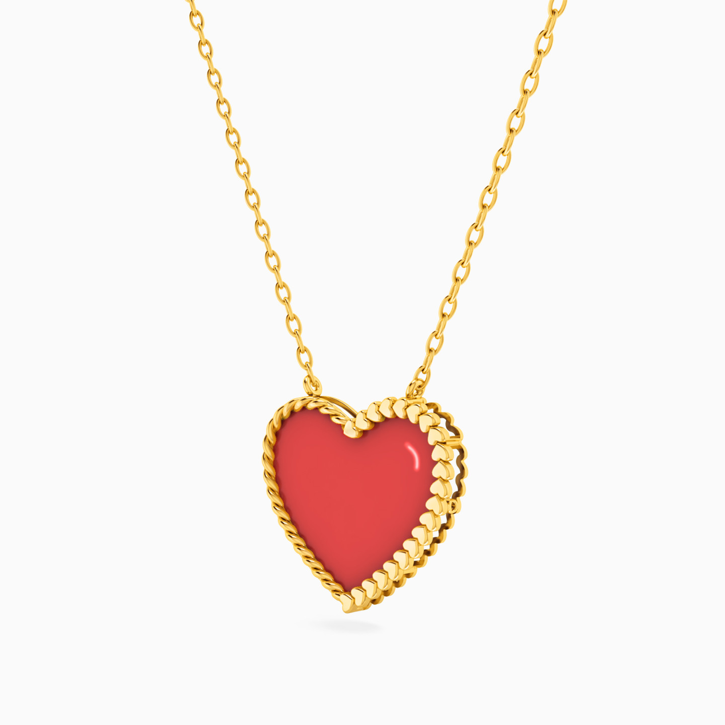 Heart Shaped Colored Stones Pendant with 18K Gold Chain - 2