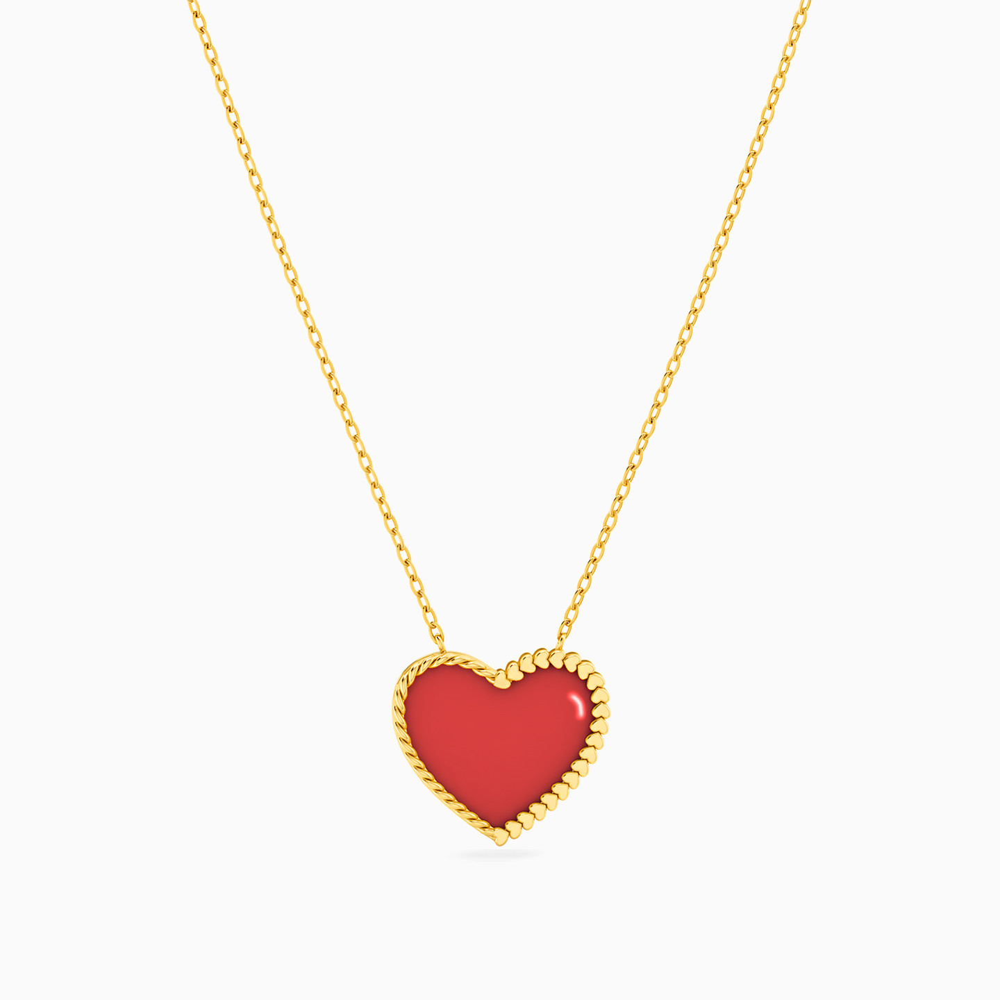 Heart Shaped Colored Stones Pendant with 18K Gold Chain - 3