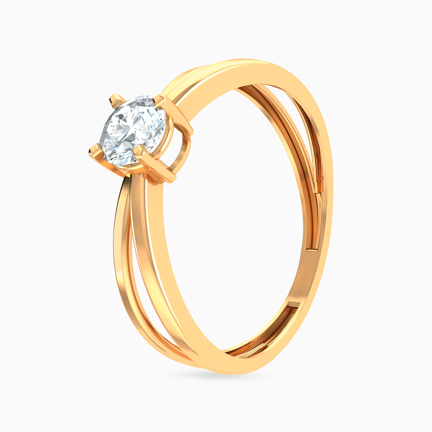 خاتم توينز شكل منقسم ذهب عيار 21 قيراط مزين بحجر زركون - 2 خاتم توينز شكل منقسم ذهب عيار 21 قيراط مزين بحجر زركون - 2