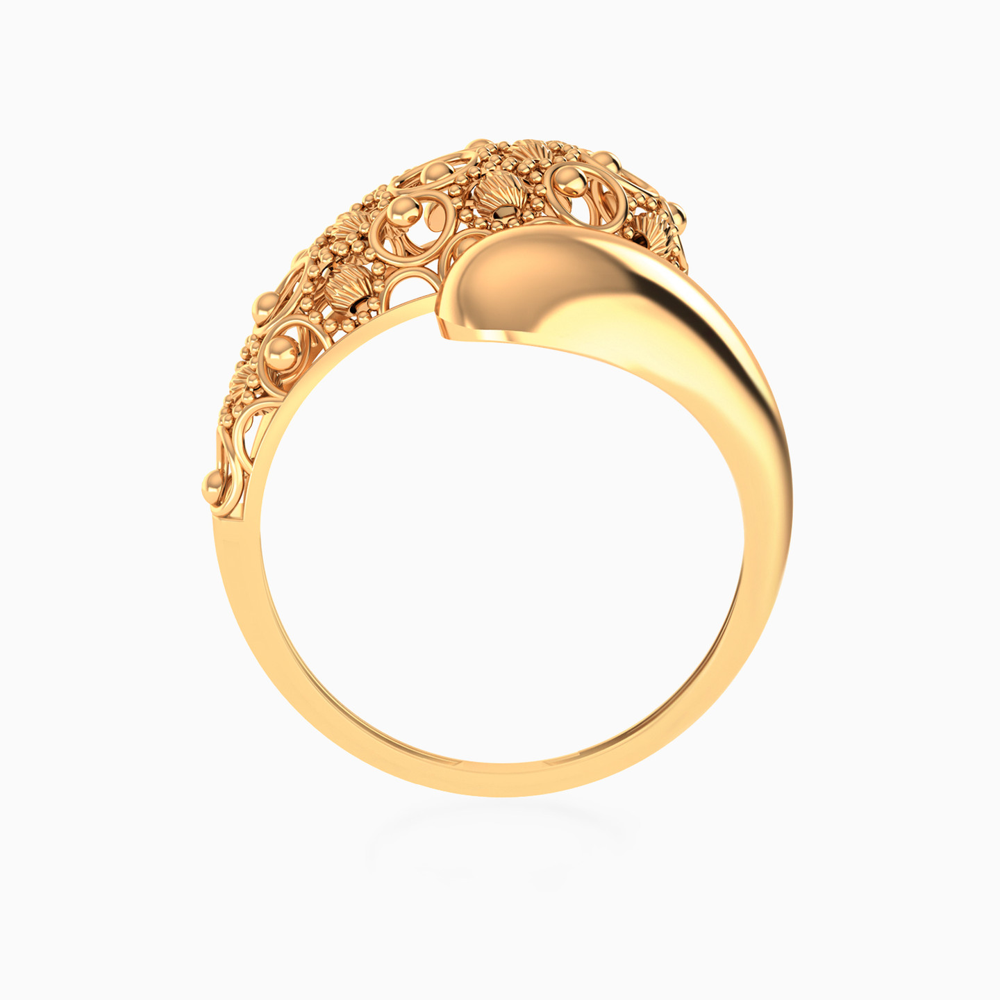 Net Design Bypass Ring In 21K Gold - 4 Net Design Bypass Ring In 21K Gold - 4