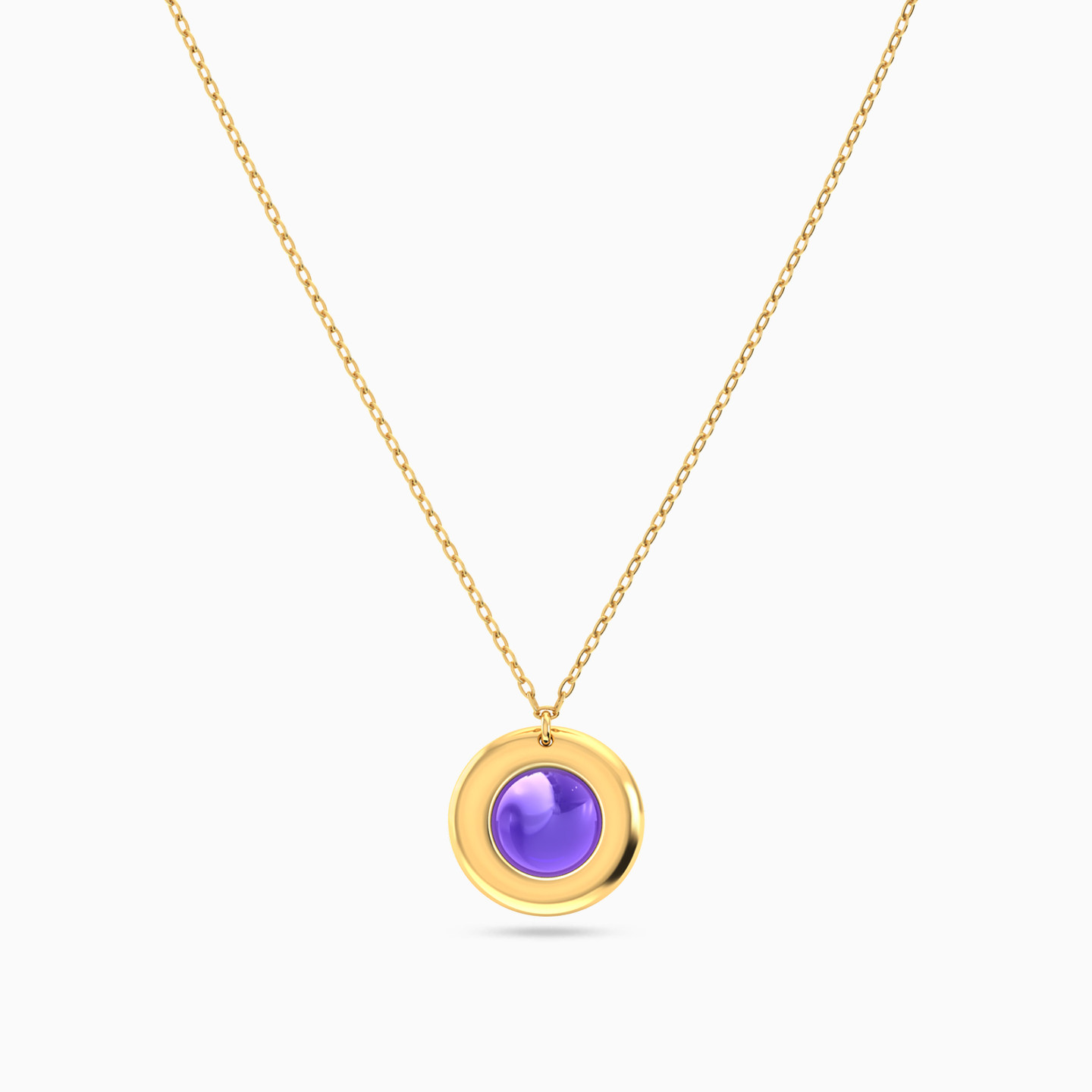 Circle Colored Stones Necklace In 18K Gold - 3