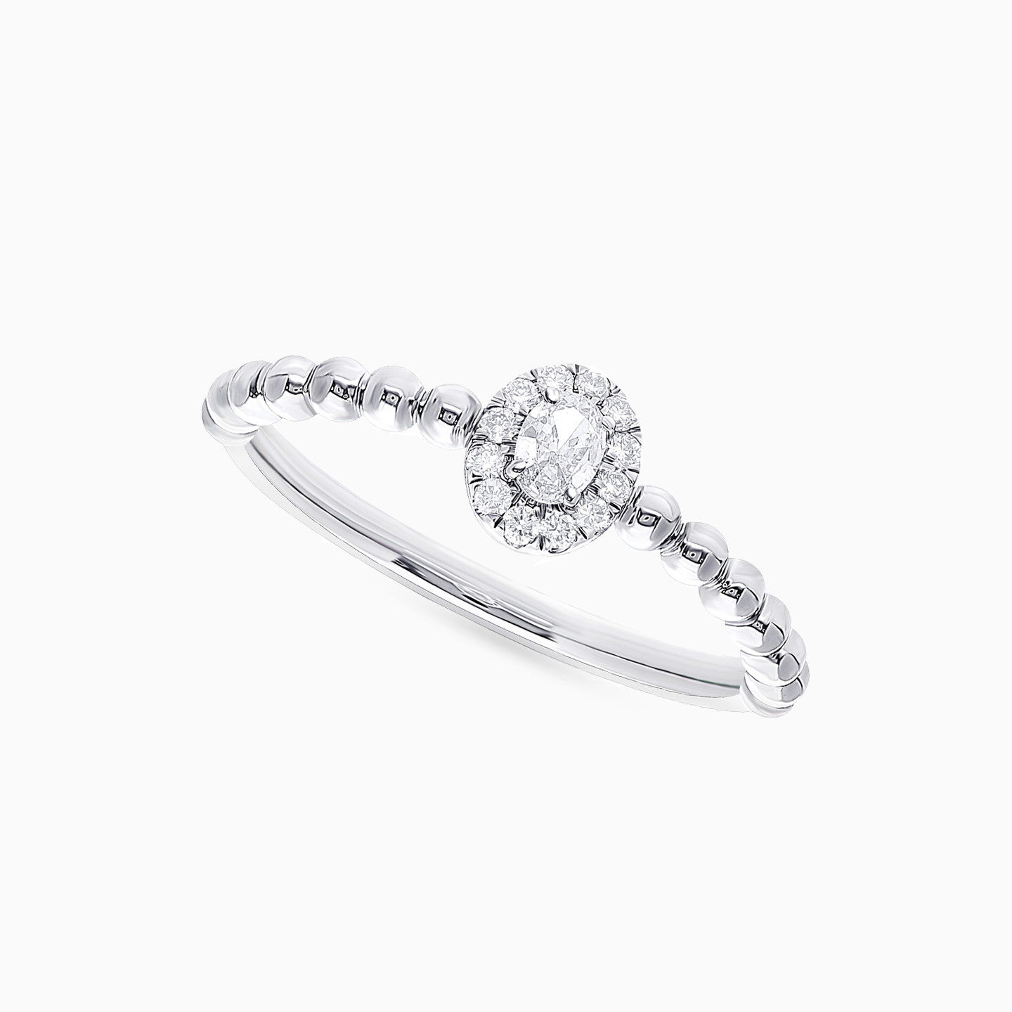Oval Lab Grown Diamond Sterling Silver Cluster Ring - 3 Oval Lab Grown Diamond Sterling Silver Cluster Ring - 3