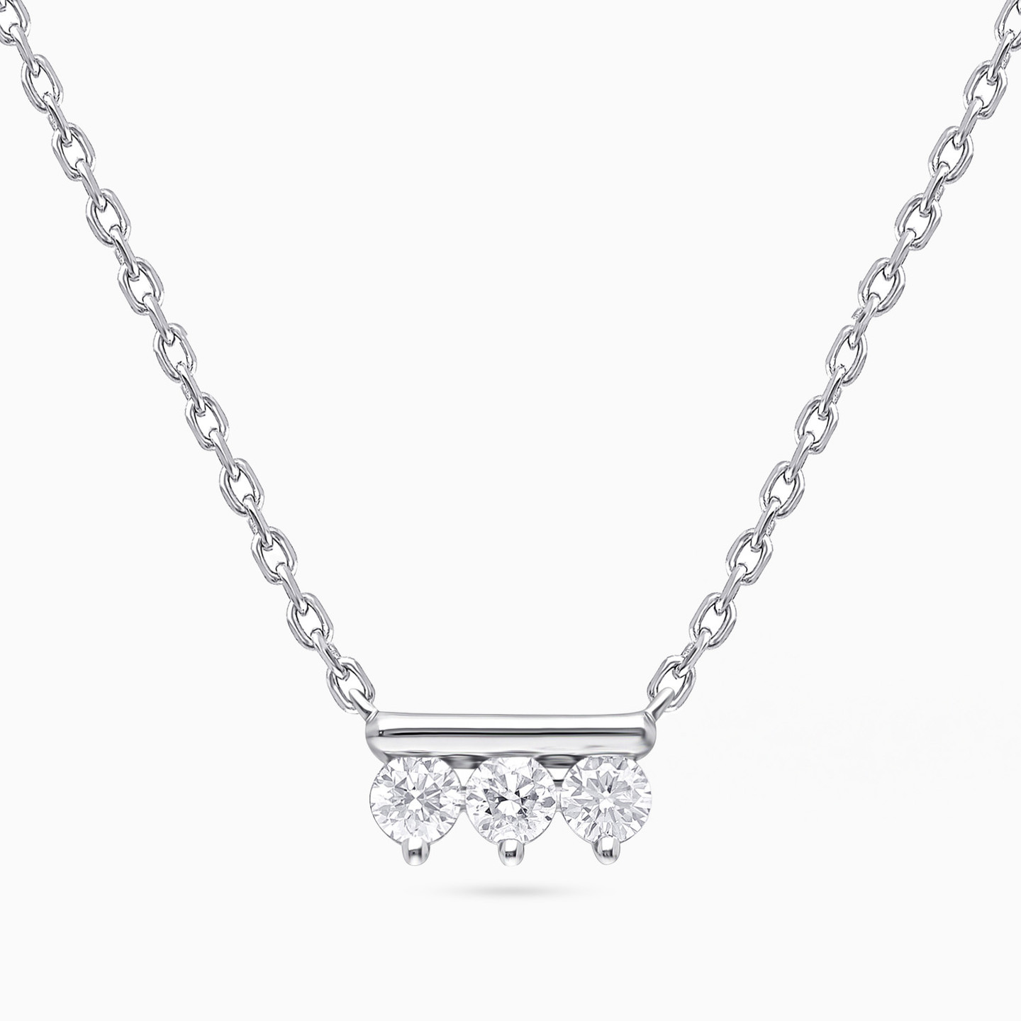 Three Stone Lab Grown Diamond Sterling Silver Necklace Three Stone Lab Grown Diamond Sterling Silver Necklace