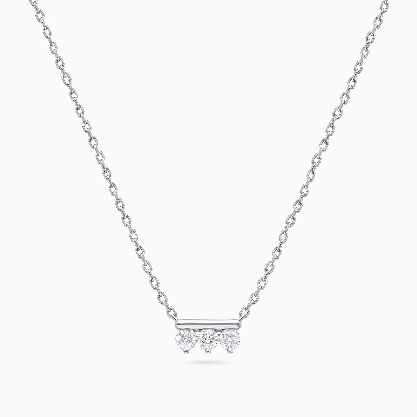 Three Stone Lab Grown Diamond Sterling Silver Necklace - 3 Three Stone Lab Grown Diamond Sterling Silver Necklace - 3
