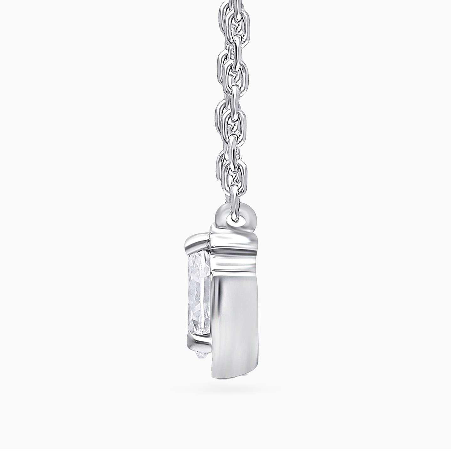 Bezel Setting Oval Lab Grown Diamond Sterling Silver Necklace - 2 Bezel Setting Oval Lab Grown Diamond Sterling Silver Necklace - 2