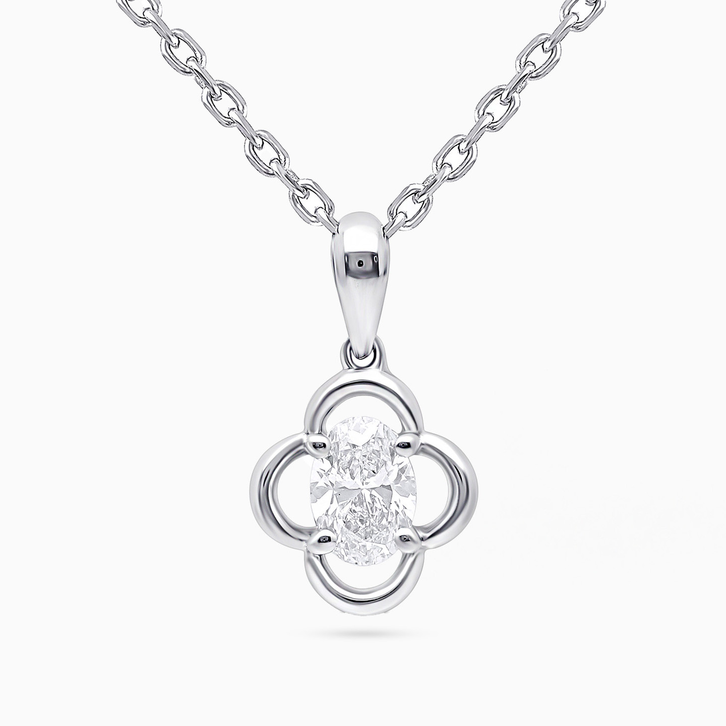 Quatrefoil Lab Grown Diamond Sterling Silver Necklace Quatrefoil Lab Grown Diamond Sterling Silver Necklace