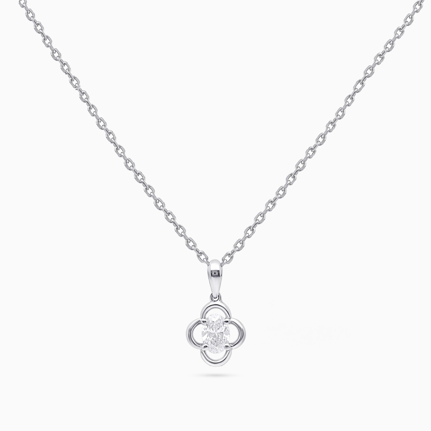 Quatrefoil Lab Grown Diamond Sterling Silver Necklace - 3 Quatrefoil Lab Grown Diamond Sterling Silver Necklace - 3