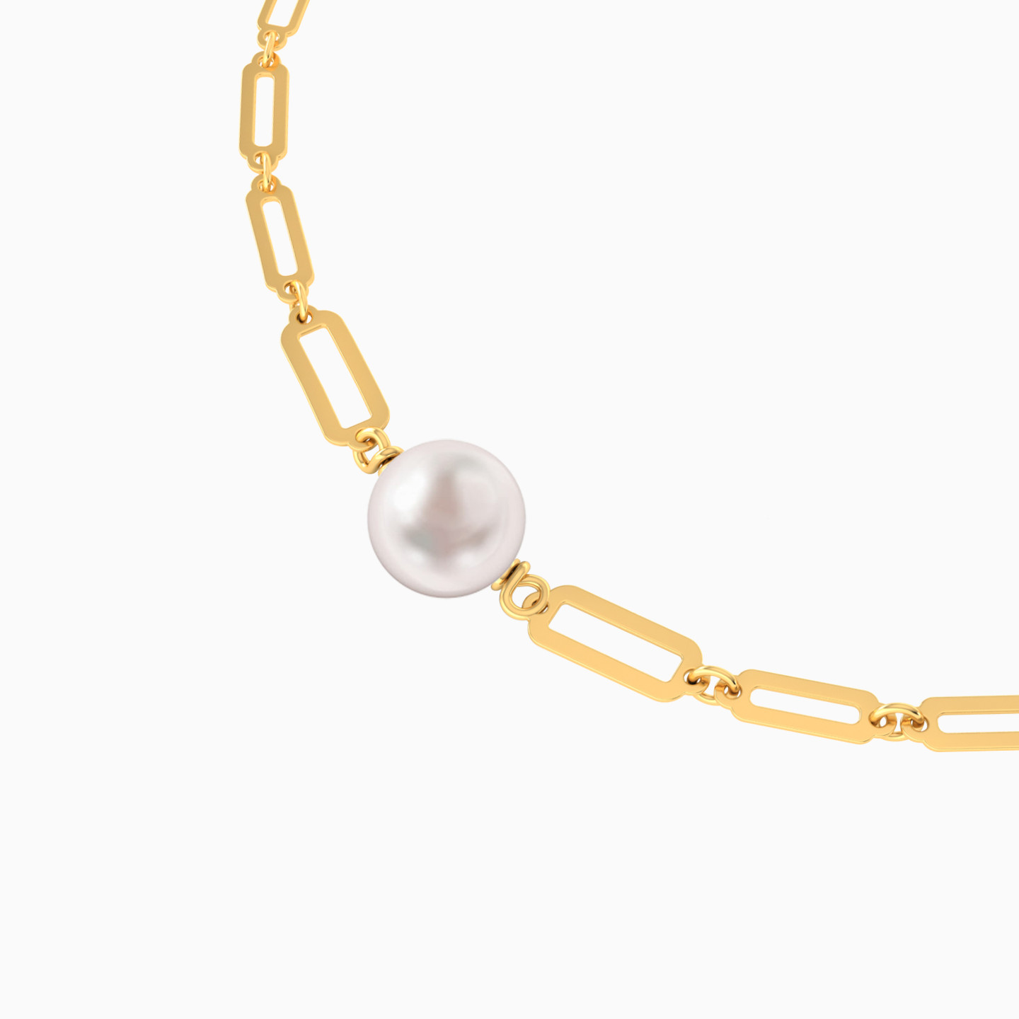 Pearl Paperclip Chain Bracelet In 18K Gold - 4 Pearl Paperclip Chain Bracelet In 18K Gold - 4