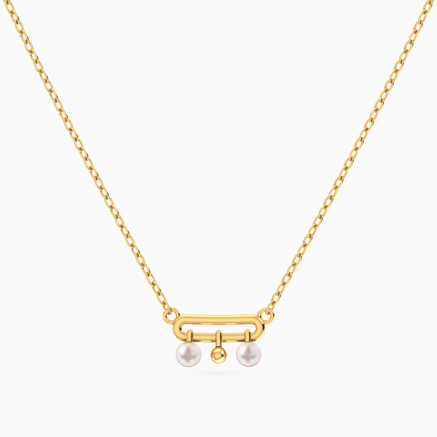Open Oval Motif Pearl Necklace In 18K Gold Open Oval Motif Pearl Necklace In 18K Gold