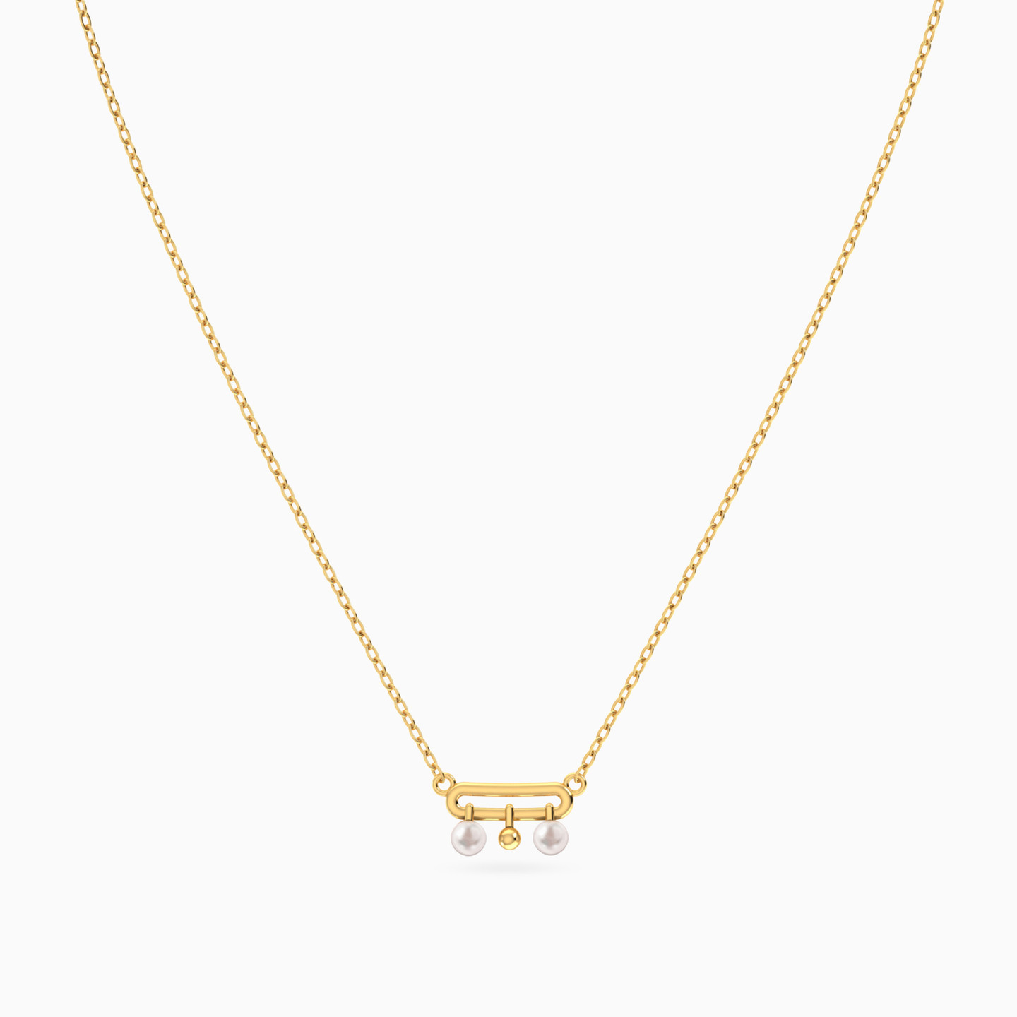 Open Oval Motif Pearl Necklace In 18K Gold - 3 Open Oval Motif Pearl Necklace In 18K Gold - 3