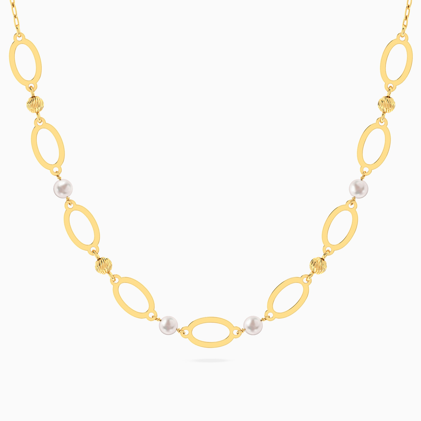 Oval Loops Pearl Necklace In 18K Gold Oval Loops Pearl Necklace In 18K Gold