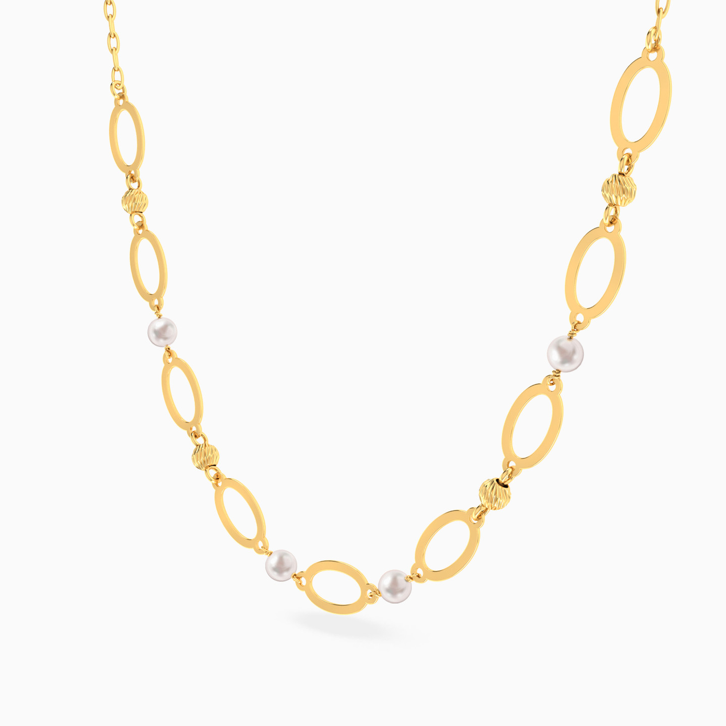 Oval Loops Pearl Necklace In 18K Gold - 2 Oval Loops Pearl Necklace In 18K Gold - 2