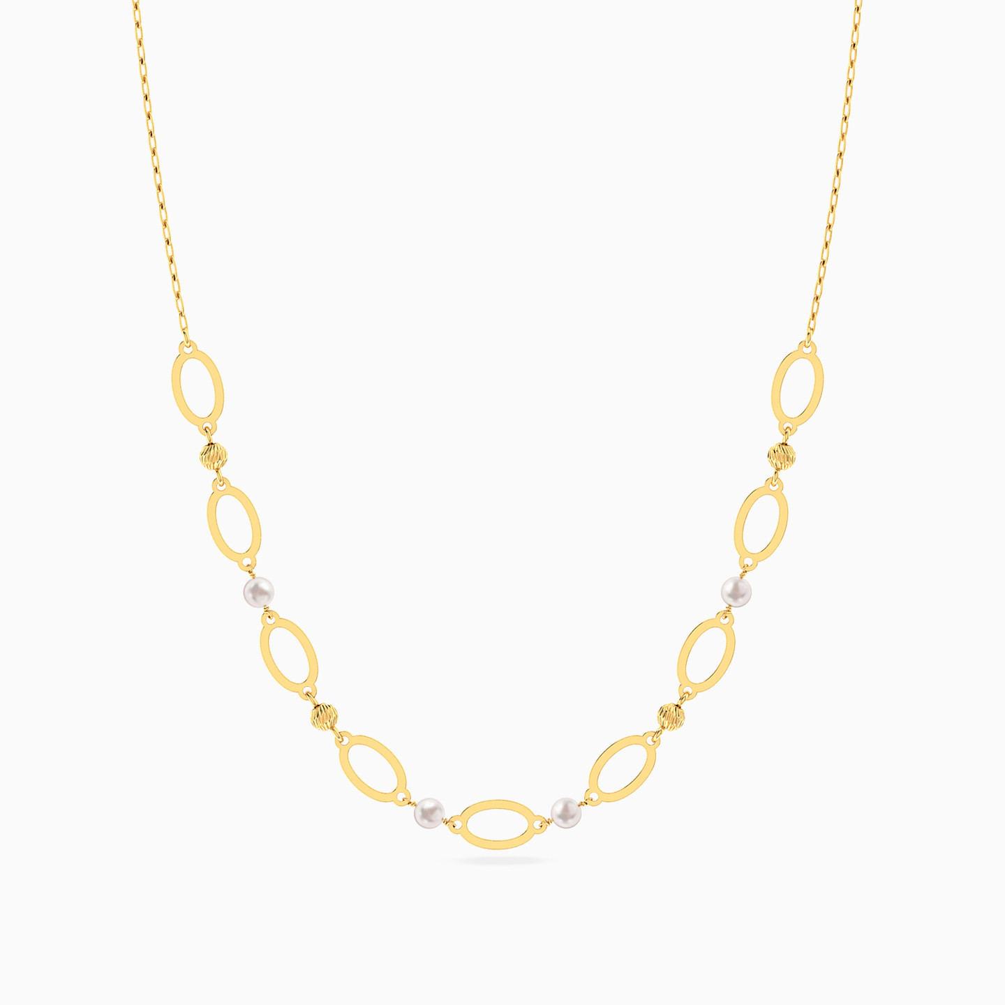 Oval Loops Pearl Necklace In 18K Gold - 3 Oval Loops Pearl Necklace In 18K Gold - 3