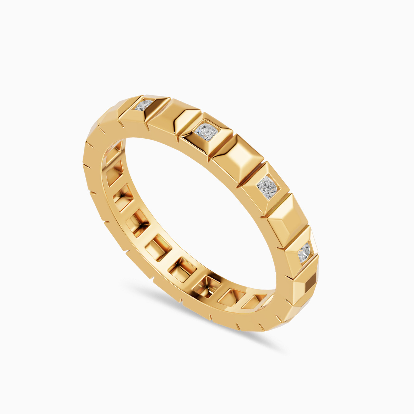 Blocks Diamond Ring In 18K Gold - 3 Blocks Diamond Ring In 18K Gold - 3