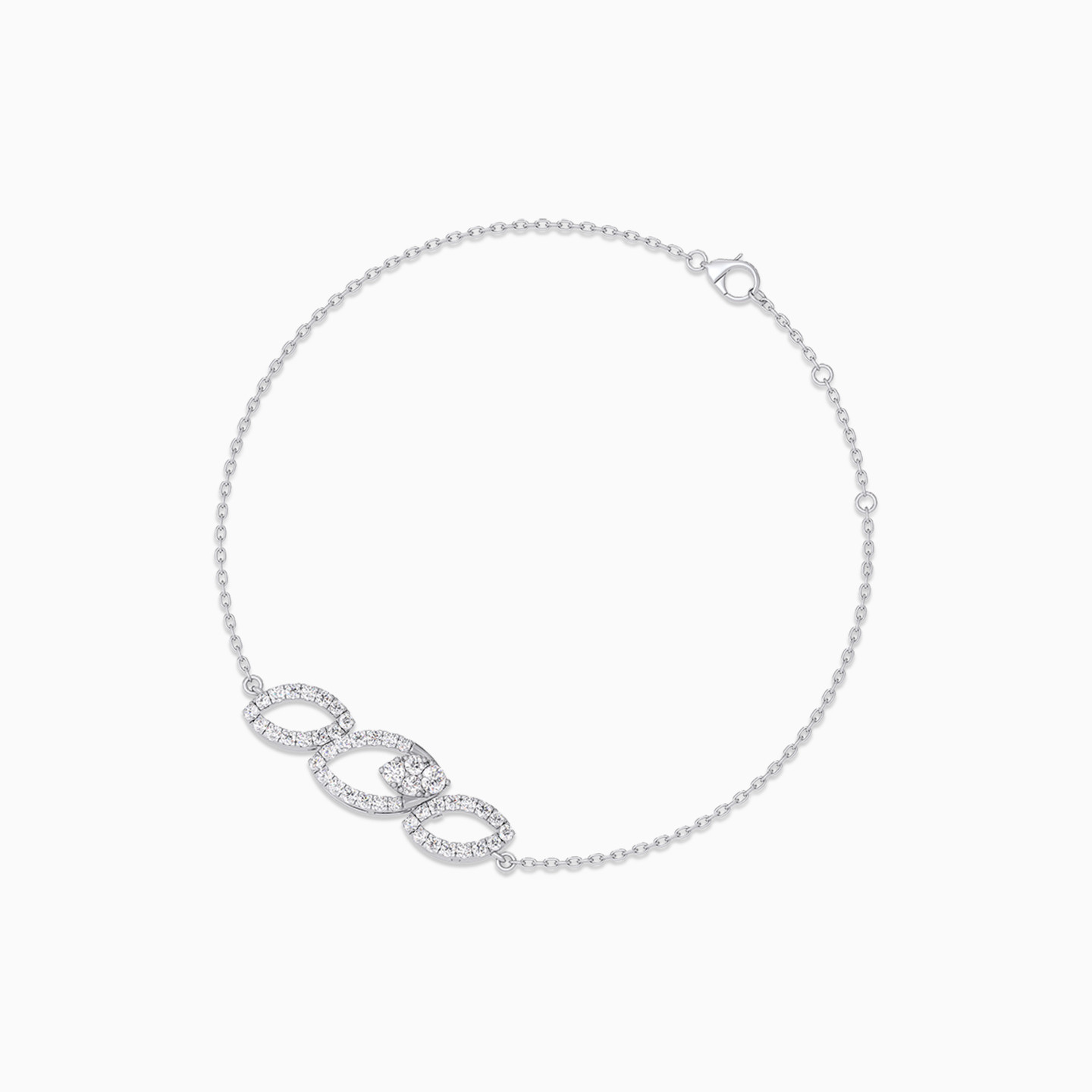 Three Marquise Shapes Diamond Chain Bracelet In 18K Gold - 4 Three Marquise Shapes Diamond Chain Bracelet In 18K Gold - 4