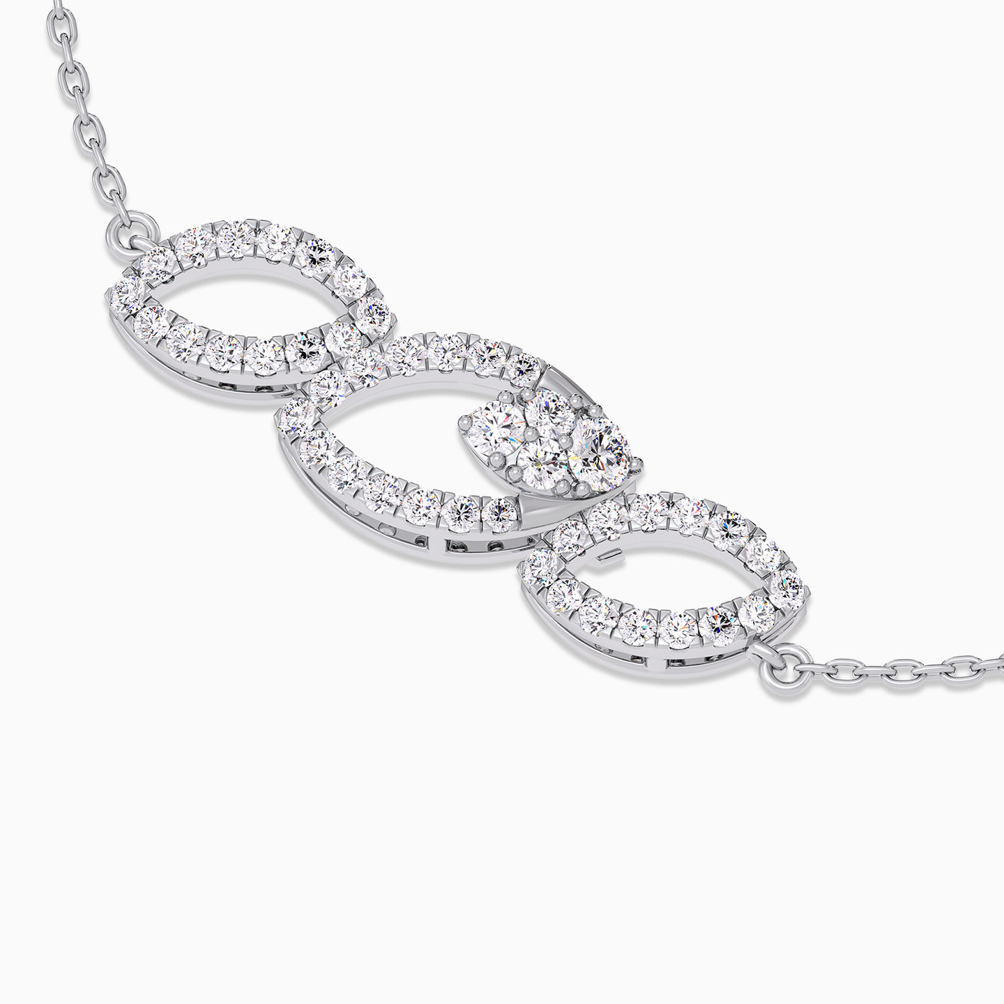 Three Marquise Shapes Diamond Chain Bracelet In 18K Gold - 5 Three Marquise Shapes Diamond Chain Bracelet In 18K Gold - 5