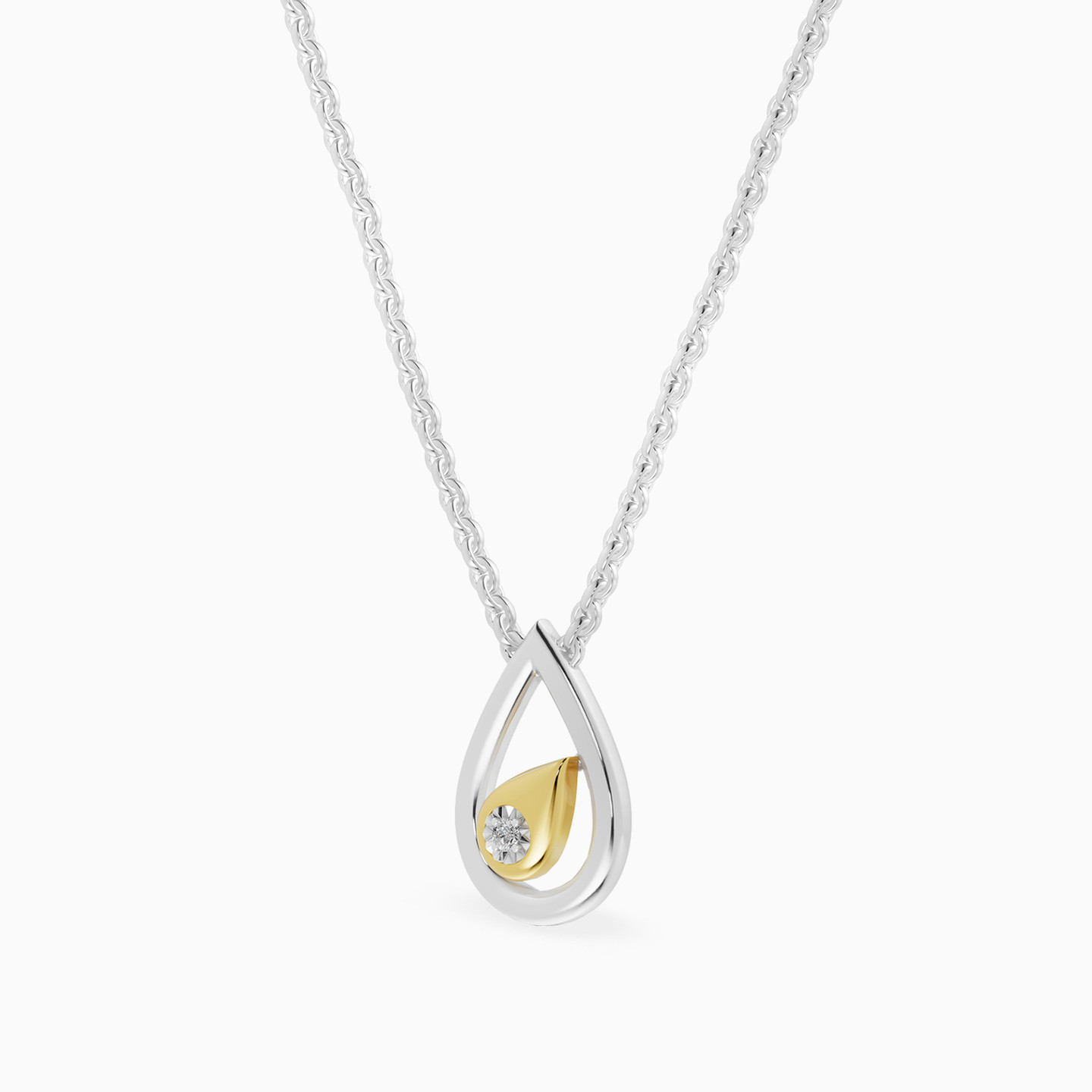 سلسلة فضة إسترليني شكل قطرة مزينة بألماس مختبرات - 2 سلسلة فضة إسترليني شكل قطرة مزينة بألماس مختبرات - 2