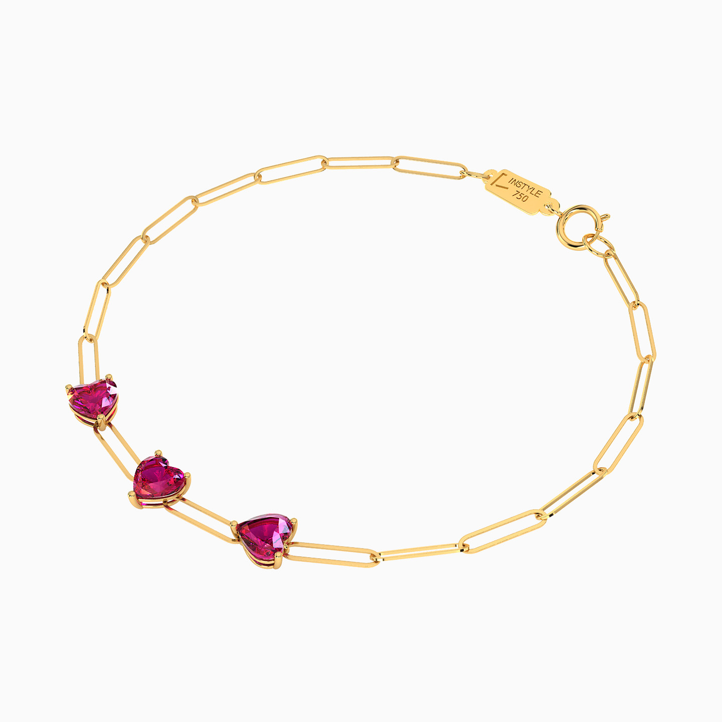 18K Gold Colored Stones Chain Bracelet - 2