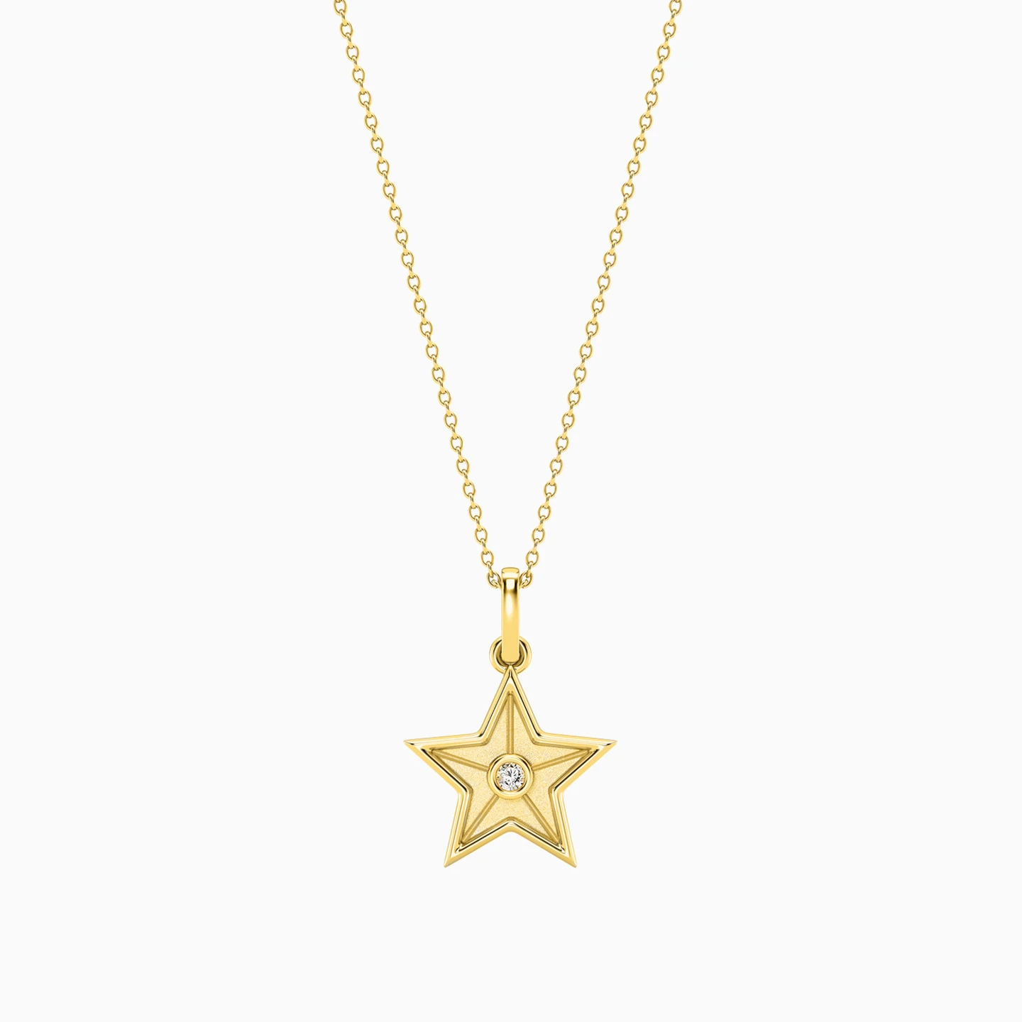 Star Lab Grown Diamonds Necklace in Yellow Gold Plating - 3 Star Lab Grown Diamonds Necklace in Yellow Gold Plating - 3