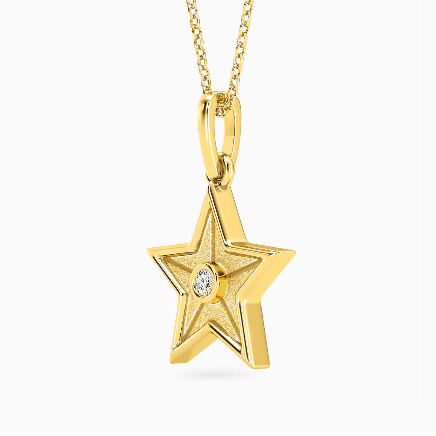 Star Lab Grown Diamonds Necklace in Yellow Gold Plating - 2 Star Lab Grown Diamonds Necklace in Yellow Gold Plating - 2