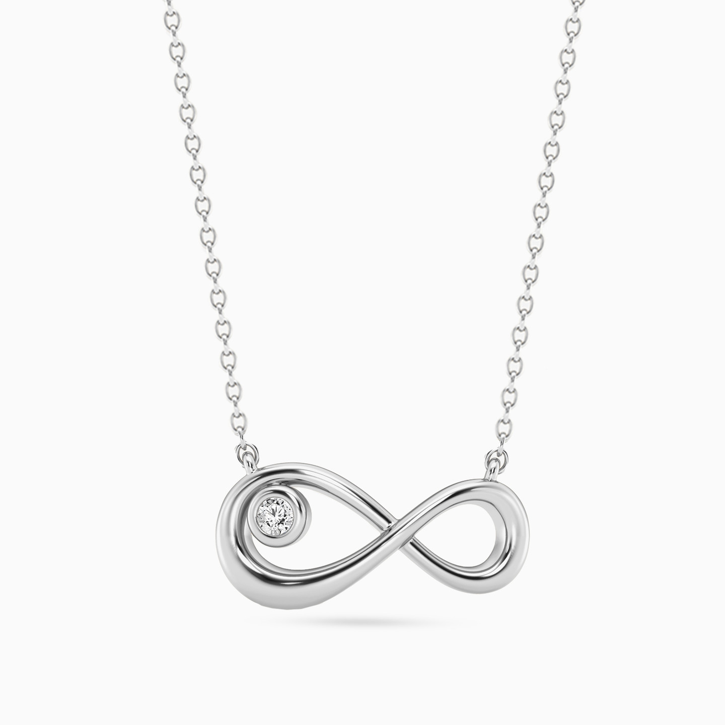 سلسلة فضة إسترليني شكل إنفينيتي مزينة بألماس مختبرات