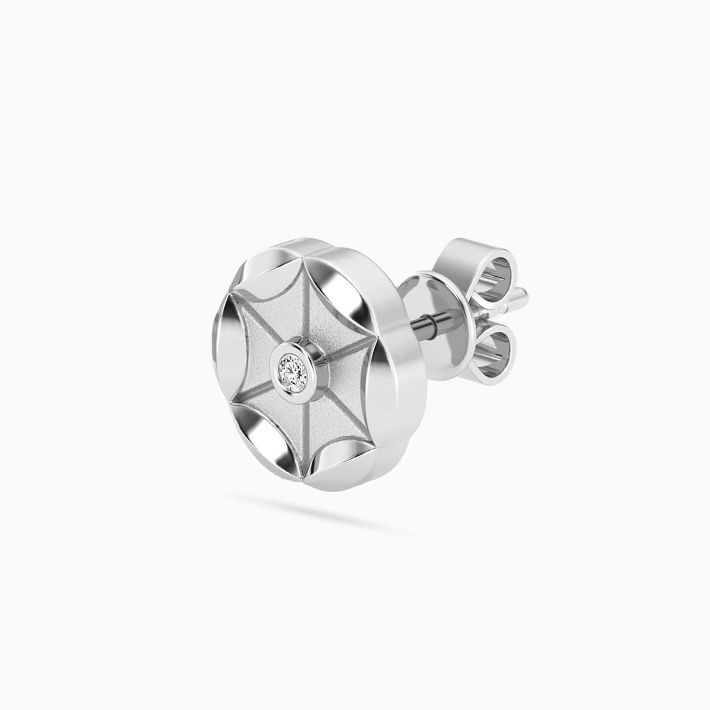 Circle Lab Grown Diamonds Sterling Silver Stud Earrings - 4 Circle Lab Grown Diamonds Sterling Silver Stud Earrings - 4